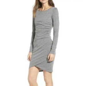 Leith // Heather Gray Long Sleeve Ruched Dress L